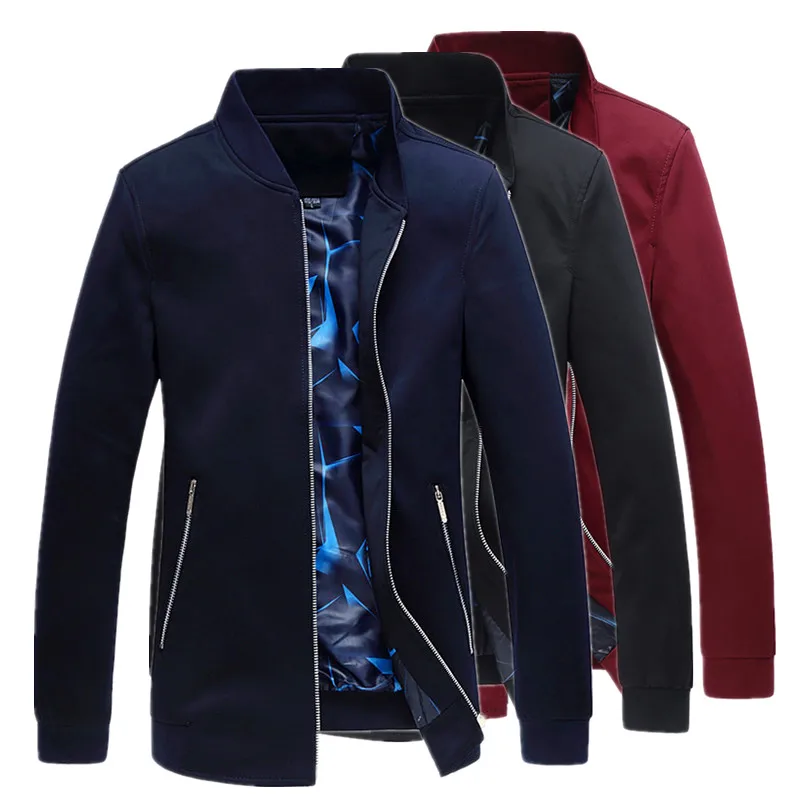 

Сезон весна-осень; Новый стиль воротник-стойка с длинными рукавами куртка модное зимнее Брендовое пальто мужской Красного/темно-синего цве...