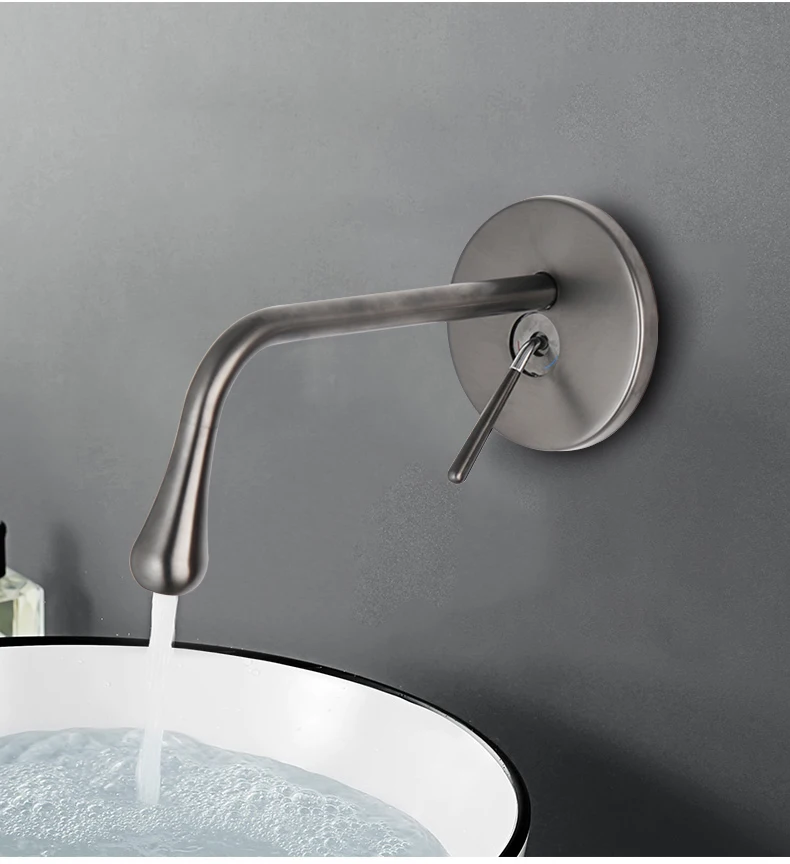 KEMAIDI Wash Basin Bathroom Faucet Hot And Cold Water Wall Mount Mixer Sink Tap Swivel Bath With Modern Single Lever Handle |
