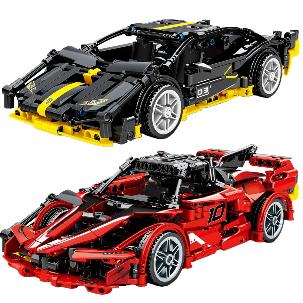 

New High-Tech Super Sport Car Lamborghinied Sian Ferraried FXX Model Bricks MOC Speed Vehicle Building Blocks Toys for Kids Gift