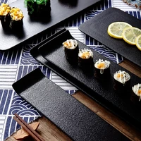 black ceramic sushi serving plate rectangular tableware set restaurant home japanese cuisine dish