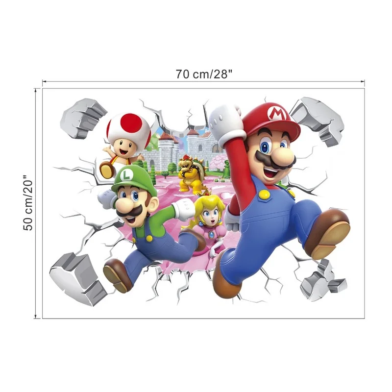 Игровой постер в стиле Super Mario Мультяшные 3D наклейки на стену из аниме для детской
