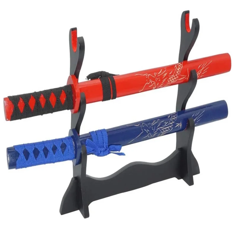 

1/2/3/4 Tier Samurai Sword Holder Velvet Padded Sword Stand Black Bracket Hanger Red Cotton Display Stand Home Decor Decoration