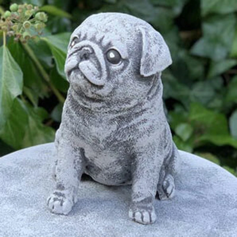 Статуя мопса для украшения сада имитация щенка полимерное украшение дома двора