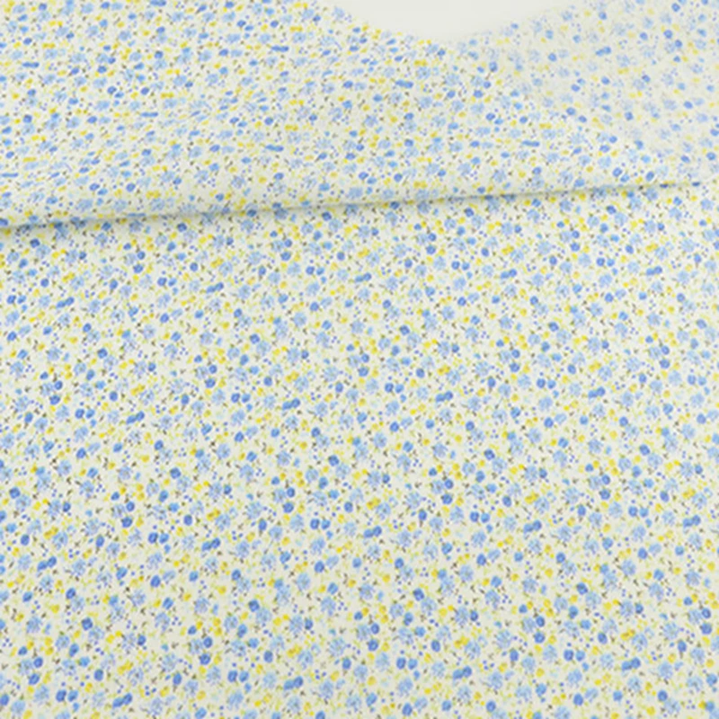 Жир Квартал Голубой Ситцевой Ткани Синий и Желтый Цветочный Дизайн Лоскутное