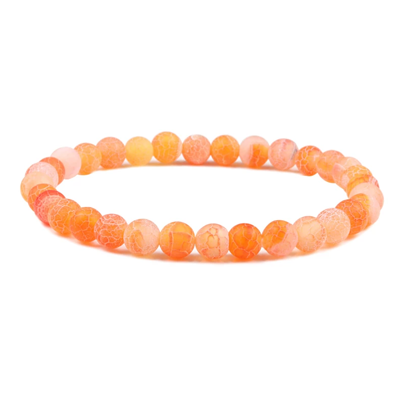 6mm Orange Шарм Фиолетовый Натуральный Состаренный камень браслет для женщин и мужчин трещина чакра бисерная нить браслеты 6 мм 8 мм 10 мм Йога украшения с Буддой подарок - Окраска металла: 6mm Orange