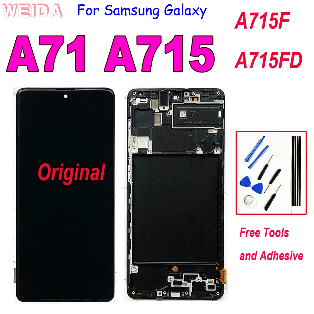 ЖК-дисплей Super AMOLED для Samsung Galaxy A71 A715, ЖК-дисплей с сенсорным экраном и дигитайзером в сборе для Samsung A71 A715 A715F A715FD