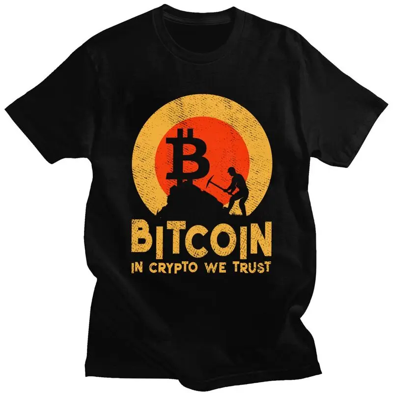 

Vintage Style Bitcoin Miner T Shirt Men 100% Cotton T-shirt Short Sleeved in Crypto We Trust BTC Tshirt Fitted Fashion Clothing