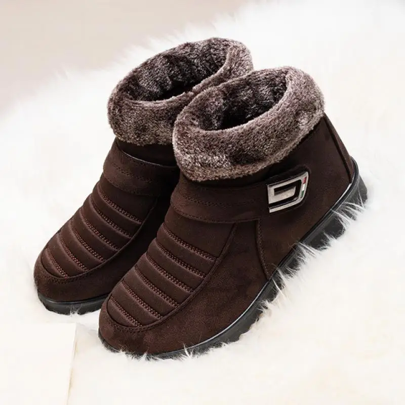 

2022 Women Winter Boots Snow Boots Plush Light Mother Zipper Ladies's Boots Cloth Cotton Flat Non-Slip Booties Females Shoes