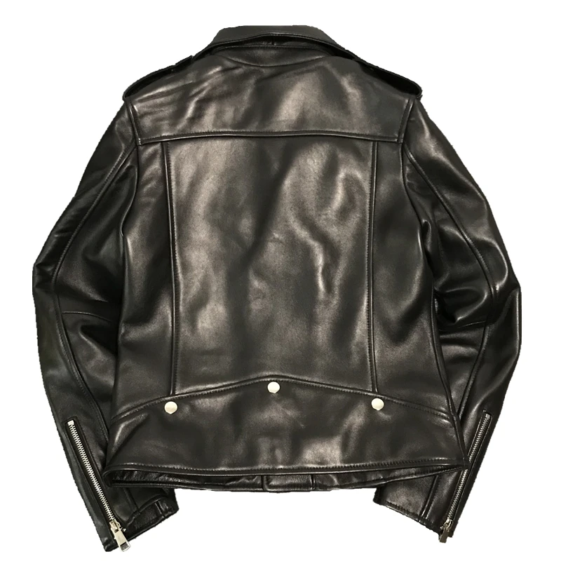 JAZZEVAR 2022 Classic High Fashion Street Women Real Sheep Skin Leather Jacket Black Genuine Leather short Motorcycle Jackets