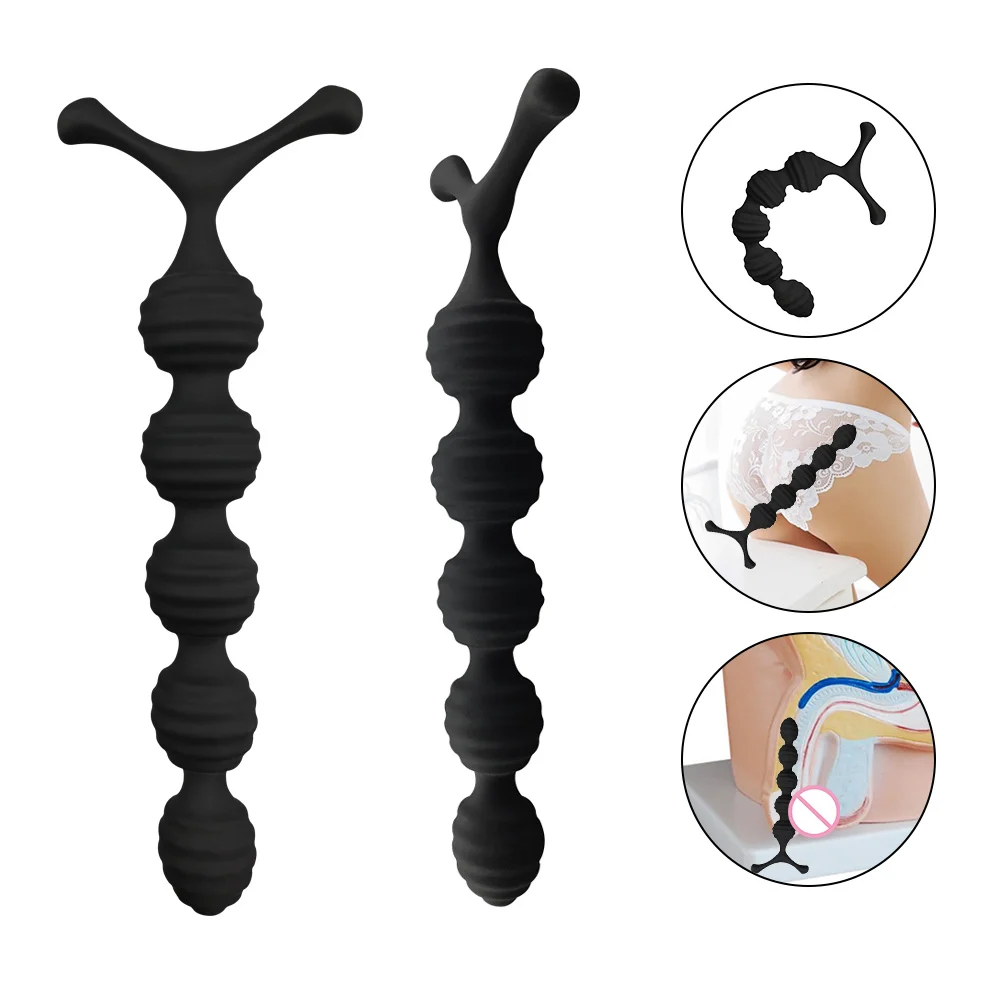 Анальная пробка с большими анальными бусинами вибратор женский анальный