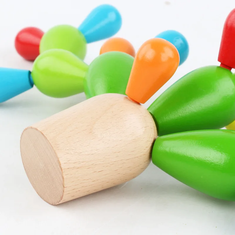 

Montessori Concept Early Childhood Educational Toys Prickly Pear Wooden Building Blocks Playing Cactus Baby Toys For Children