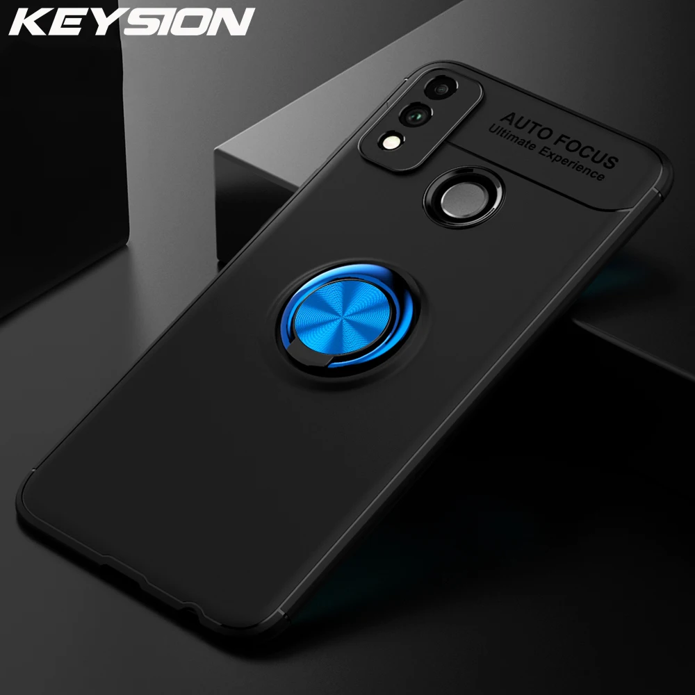 Чехол KEYSION с металлическим кольцом для Huawei Honor 9X Lite мягкий силиконовый матовый