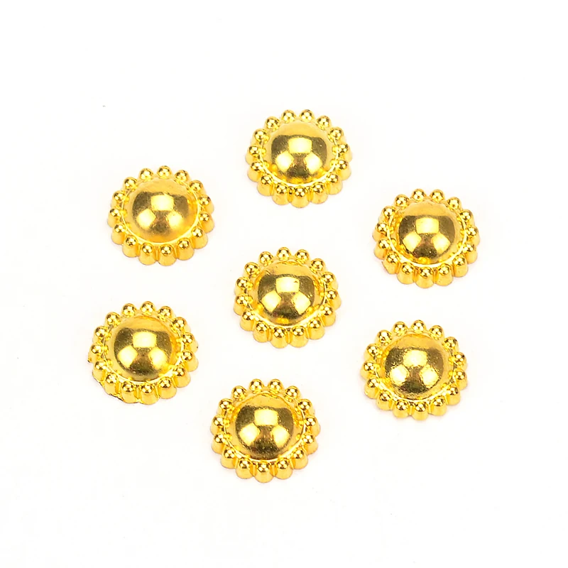 

50 шт. 13 мм золотые полукруглые бусины с плоской задней стороной, Цветочные бусины для оформления искусственных украшений, поделок своими ру...