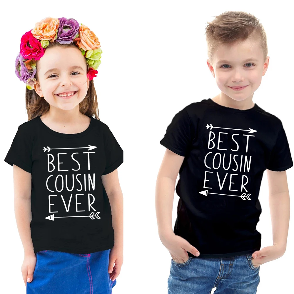 Short Sleeved Kids Tshirt Best Cousin Ever Letters Print Funny Children T-shirt Toddler Boy Girl Fashion Siblings T Shirt Outfit