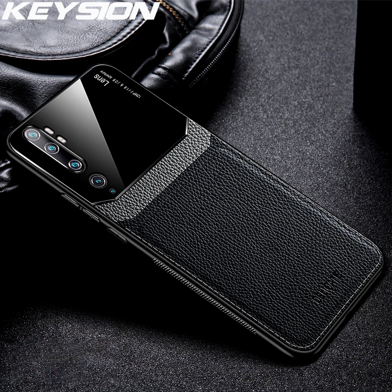 KEYSION противоударный чехол для Xiaomi Mi Note 10 CC9 Pro 9 Lite кожаный зеркальный стеклянный