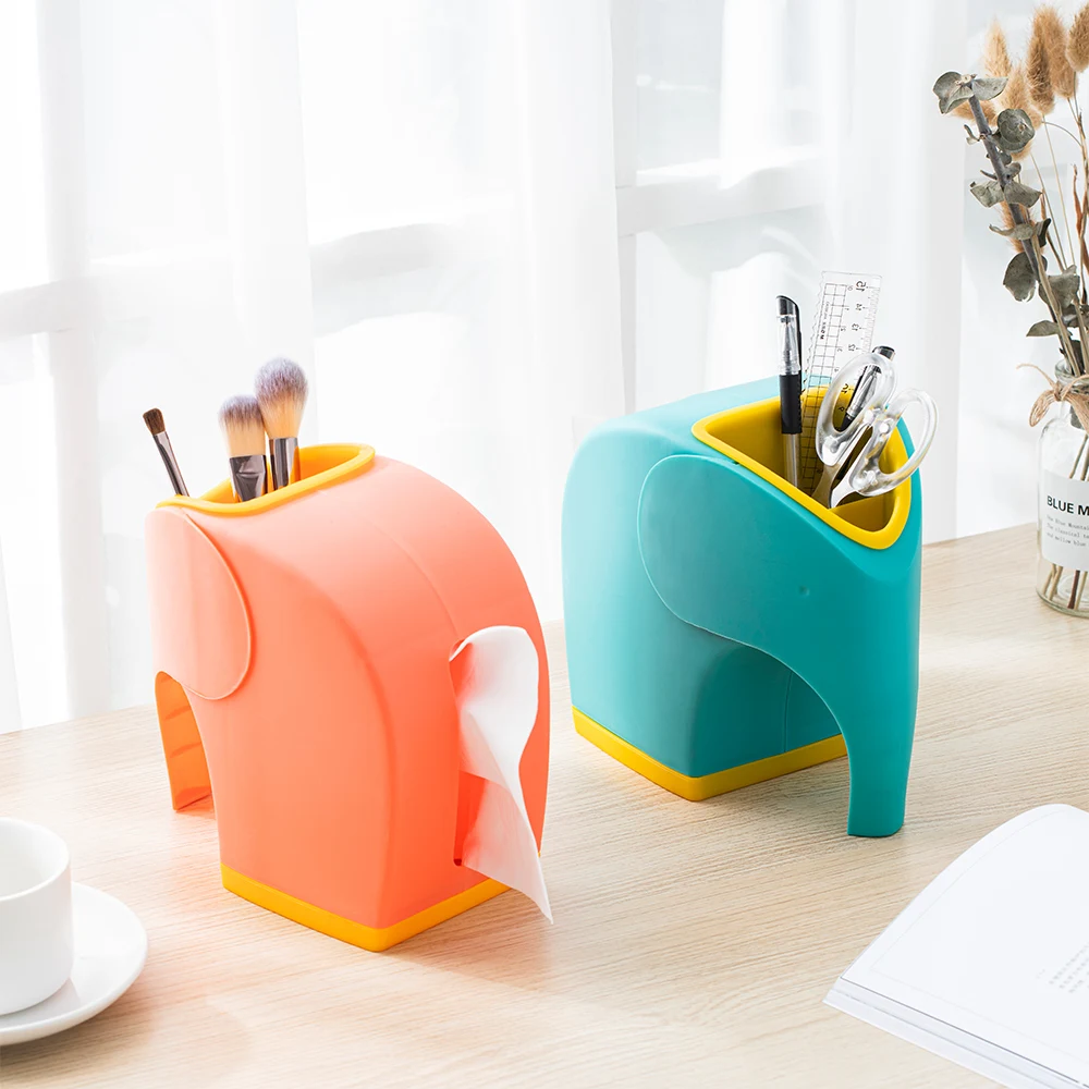 

Modern Elephant Model Tissue Box Pen Holder Desk Organizer Home Decor Children Room Desktop Decor Accessories Napkin Holder Gift