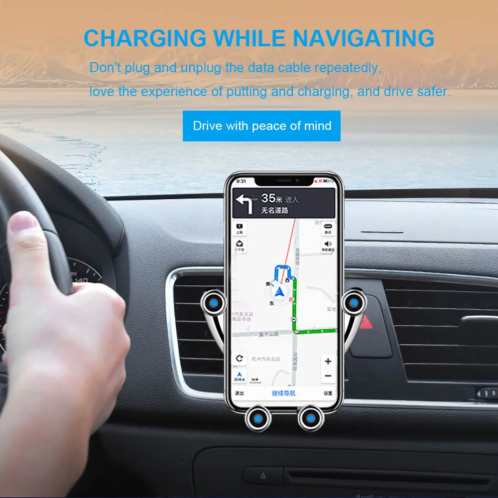 FDGAO 10 Вт беспроводное автомобильное зарядное устройство автоматический зажим Qi