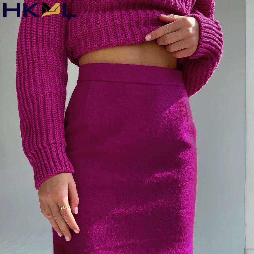

Y2k Autumn Winter Women Skirts Woolen High Waist Solid Slim Mini Skirts Zipper Elastic Casual Thick Fashion Elegant Skirts