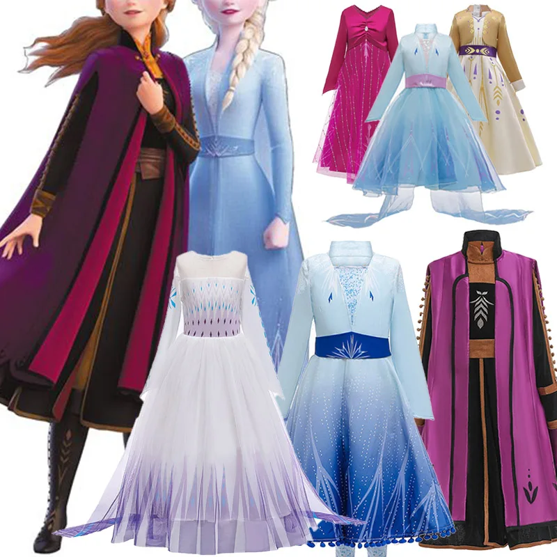 Summer Anna Elsa Dress Girls Princess Dresses For Women Clothes Cosplay Costume Carnival Party Wedding Children Clothing | Детская