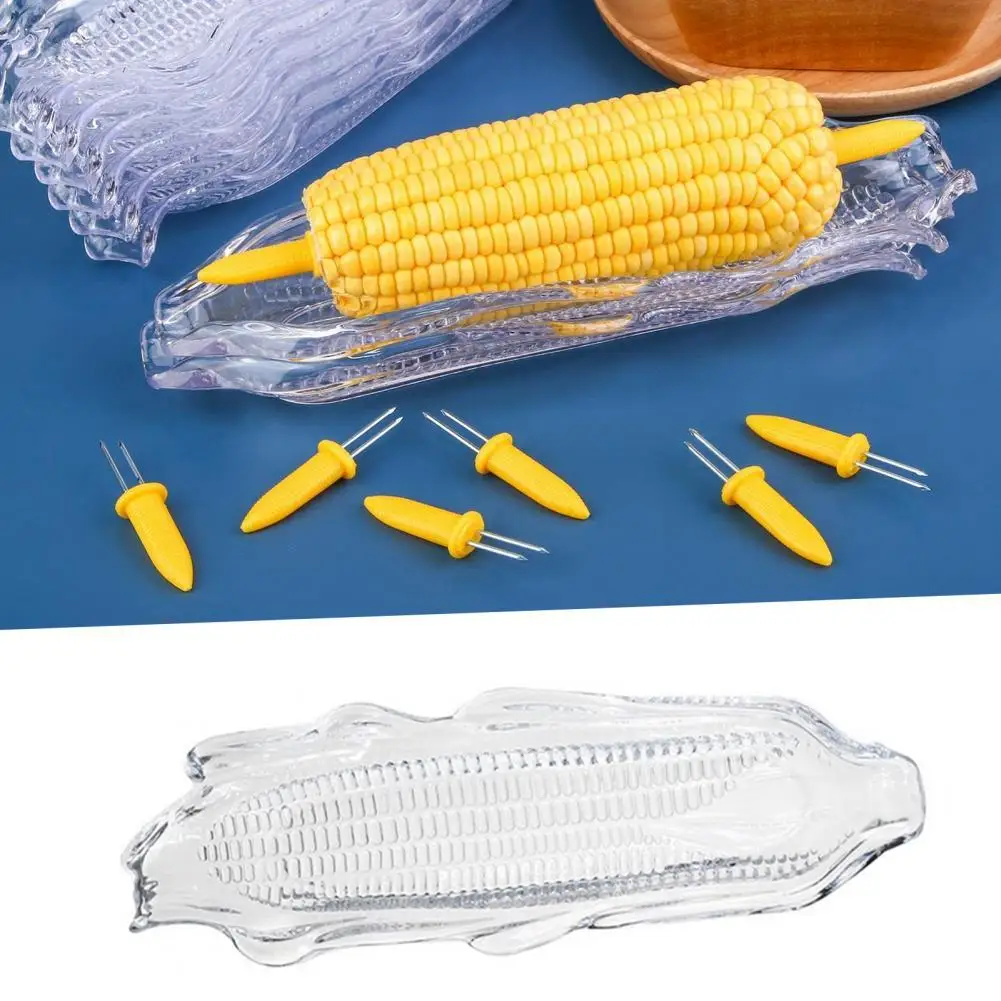 

1pcs Transparent Corn Trays Creative Dishes Anti-scalding Wear-resistant Plastic Cob Dinnerware Sets for Family Home Decoration