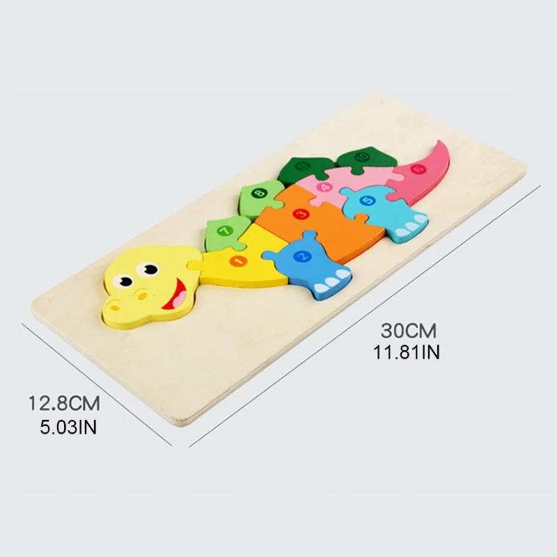 

50LE 4Shape Animal Puzzle Cartoon Wooden Puzzle Montessori Toy for Kids Birthday Gift