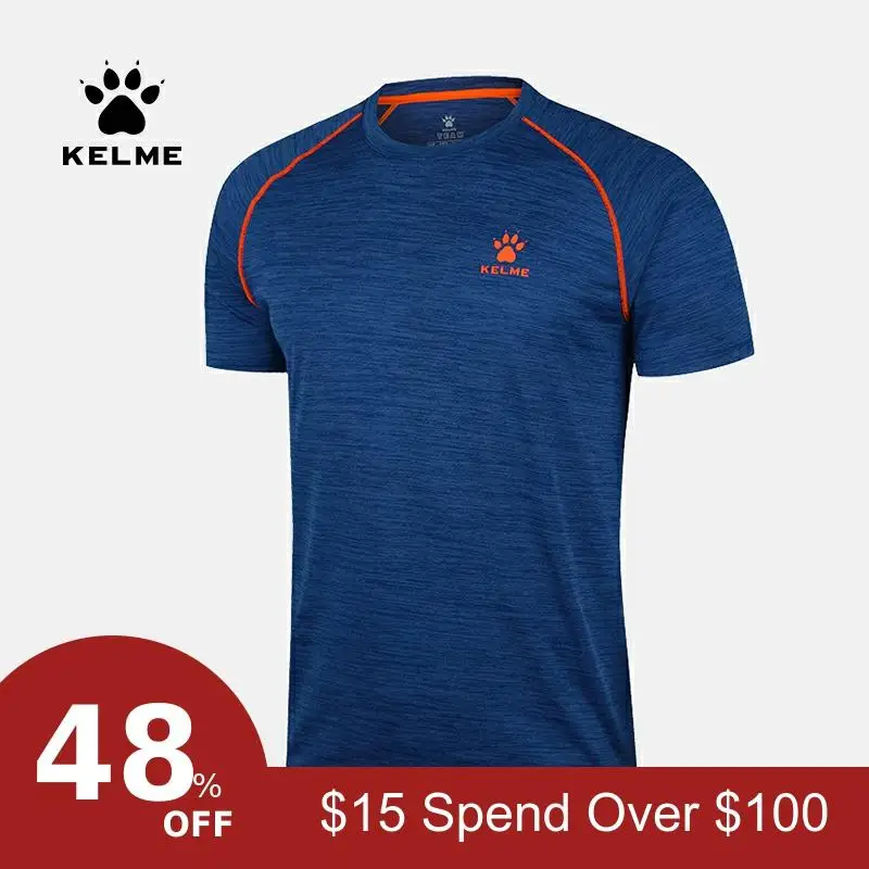 KELME летние мужские футболки с коротким рукавом для бега, быстросохнущие спортивные мужские дышащие футболки из полиэстера для отдыха K16R2013M