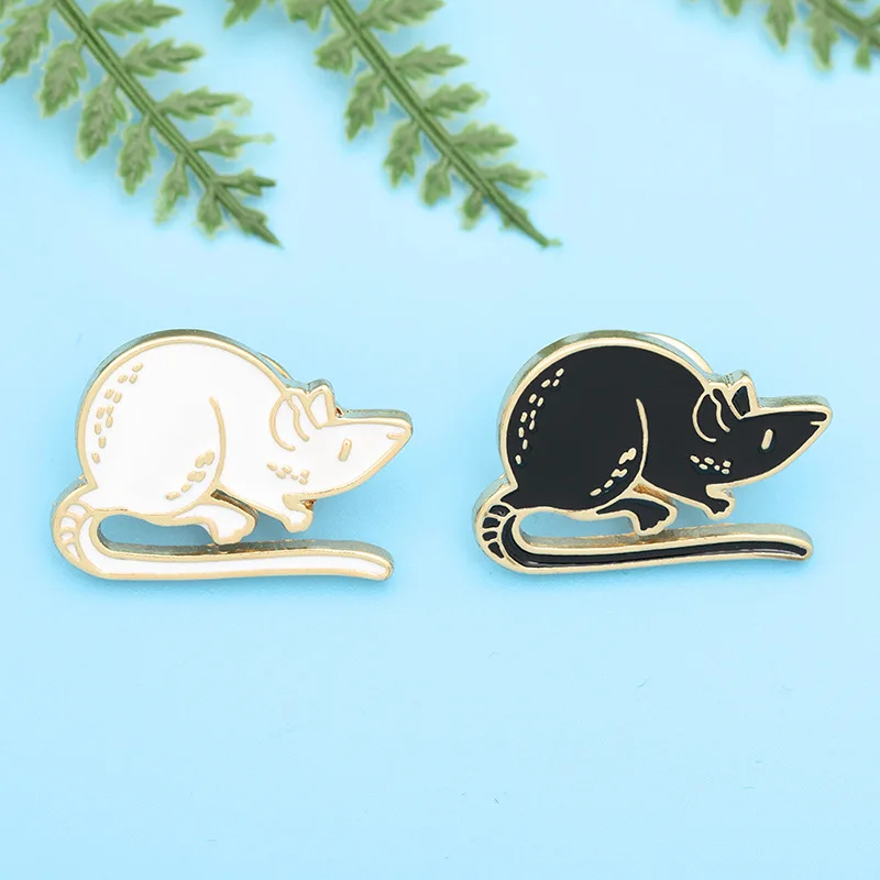 Эмалированная брошь в виде черно белых крыс заколка милая мышь Мультяшные броши