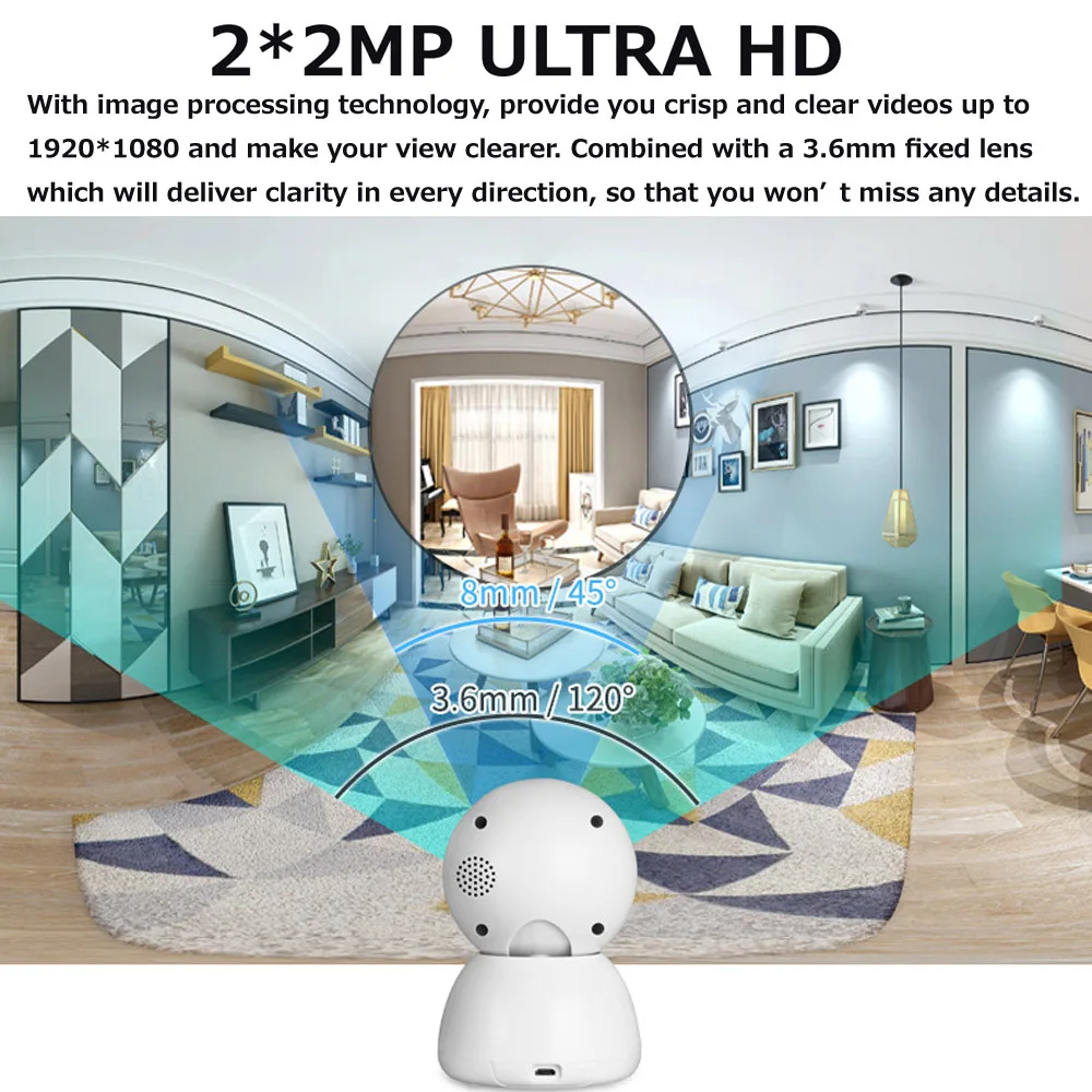 IP-камера купольная комнатная 1080P PTZ Wi-Fi 3 Мп 10-кратный зум