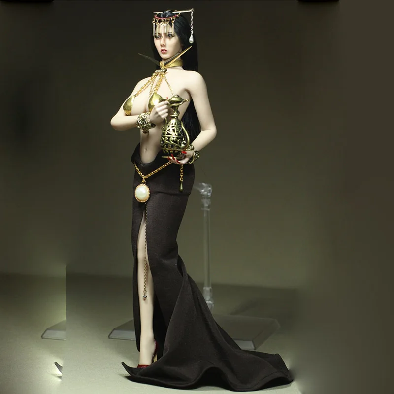 1/6 масштаб Женская одежда для солдат набор золотой корсет с коричневой сплит