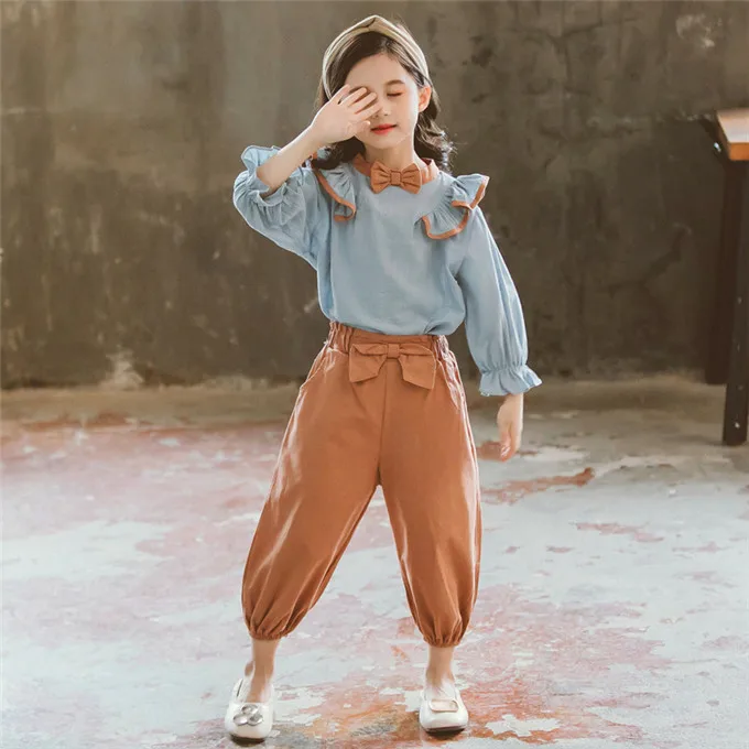 Многоцветный Kid Girl Clothes Hot Sale Boys and Girls Autumn Suit Long-sleeved O-neck Clothes 4-13Y Girl Sport T-shirt and Pants - Цвет: Многоцветный
