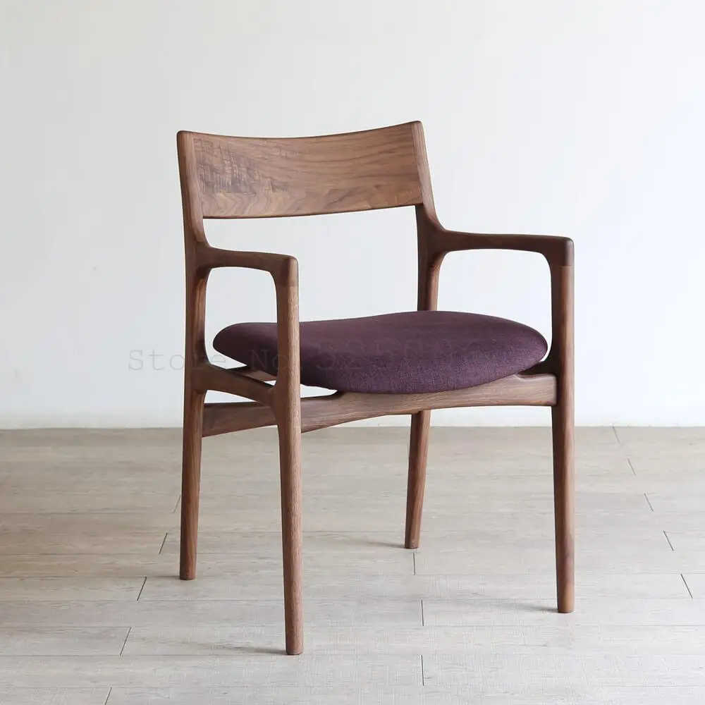 Скандинавский обеденный стул из твердой древесины кожаный со спинкой Новая