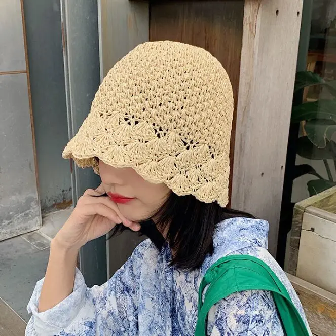 Панама женская летняя с вырезами вязаная шапка рыбака Повседневный дышащий