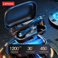 new lenovo wireless earphone qt81 bluetooth 5 1 waterproof headphones touch button hifi stereo earbuds 40mah battery with mic