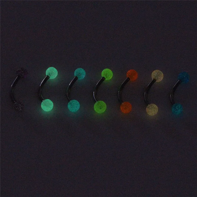 7 шт светится в темноте светящиеся пирсинг-штанга для языка кольца пирсинг тела