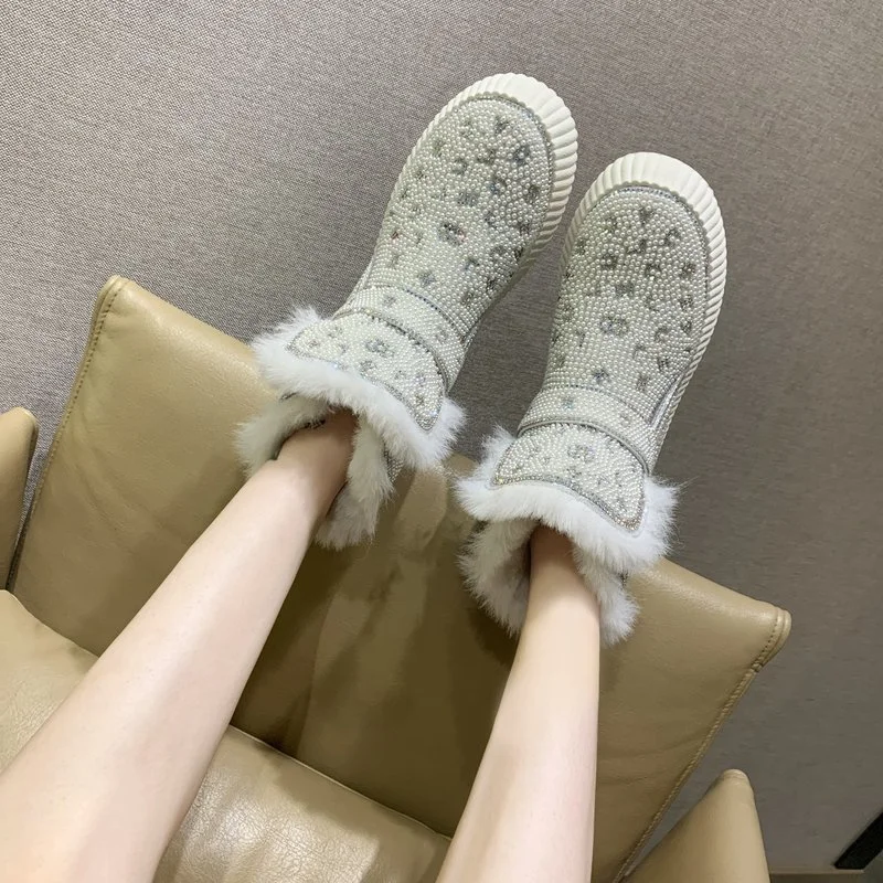 

Hot-selling snow boots plush fashion thick-soled ankle boots new style comfortable and warm flat-bottomed women's cotton shoes