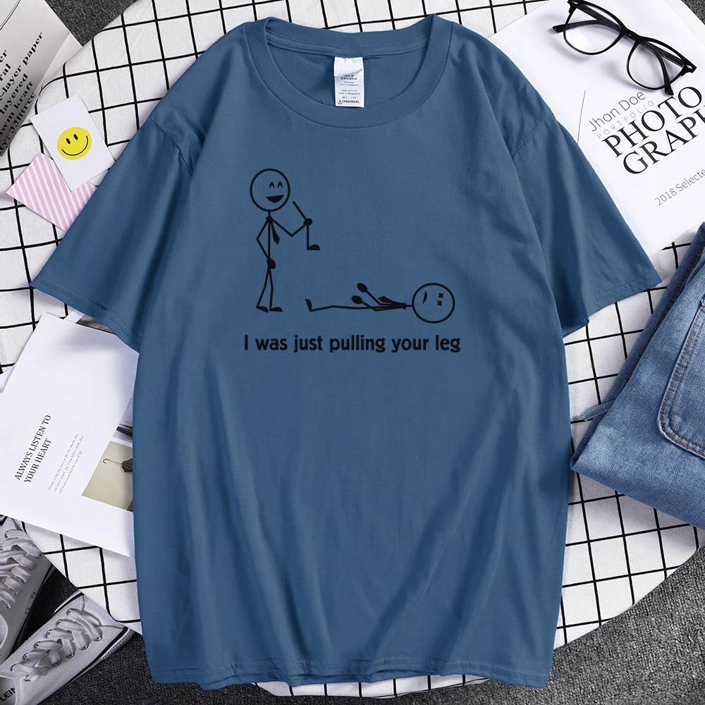Футболка I Was Just Taking Your Leg забавная Хлопковая мужская футболка с рисунком