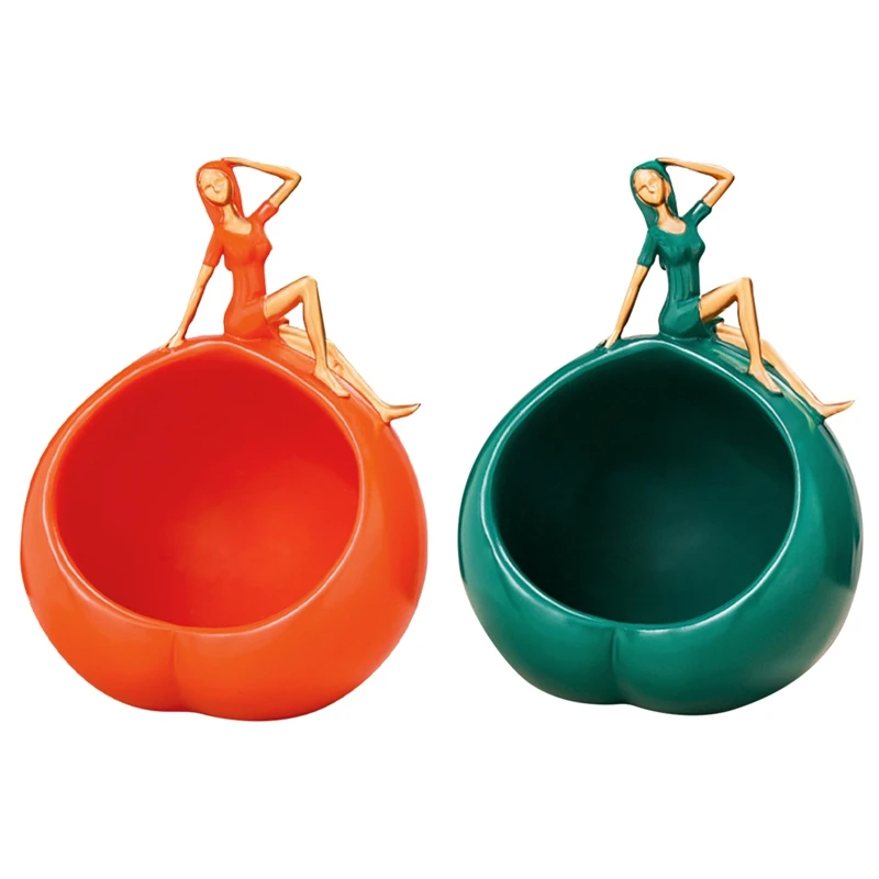 

Креативный современный полимерный Декор для девочек, коробка для хранения ключей, тарелка для конфет, закусок, вход, гостиная, настольное ук...