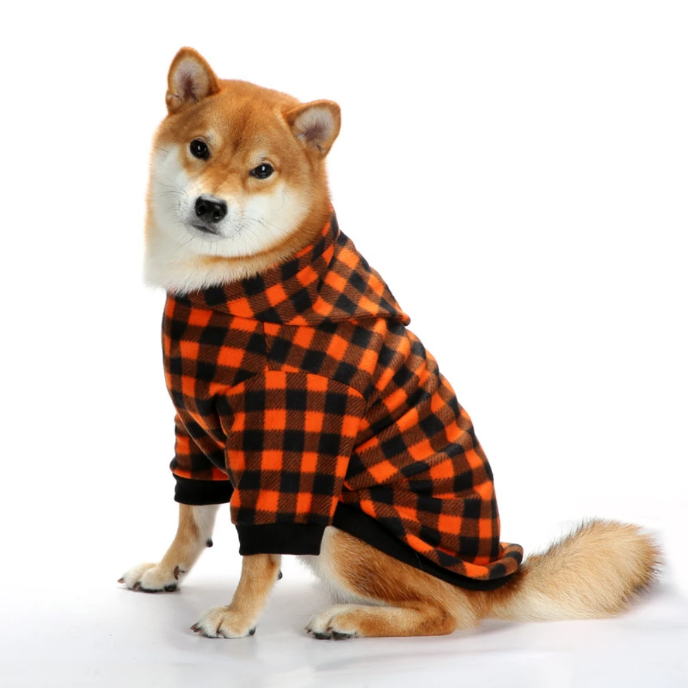 

Pet clothes French Bulldog Winter Warm Pet Coat Plaid Hoodie Dog Coats Dog Clothing Chihuahua Small and Medium Dog Clothes