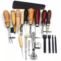 leather craft punch tools 19pcs kit stitching carving working sewing saddle groover stitching tool sewing tools accessories