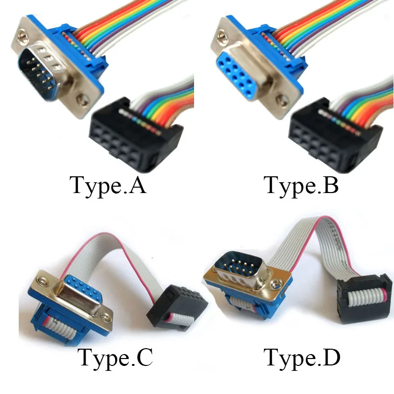 

30CM DB9 MALE to FC-10P FEMALE CABLE rs232 serial port connector to 2.54MM FEMALE PLUG adapter Extension Cable