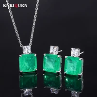 2022 womens 100 925 sterling silver 1212mm emerald gemstone necklace pendant earrings charms wedding fine jewelry sets gift