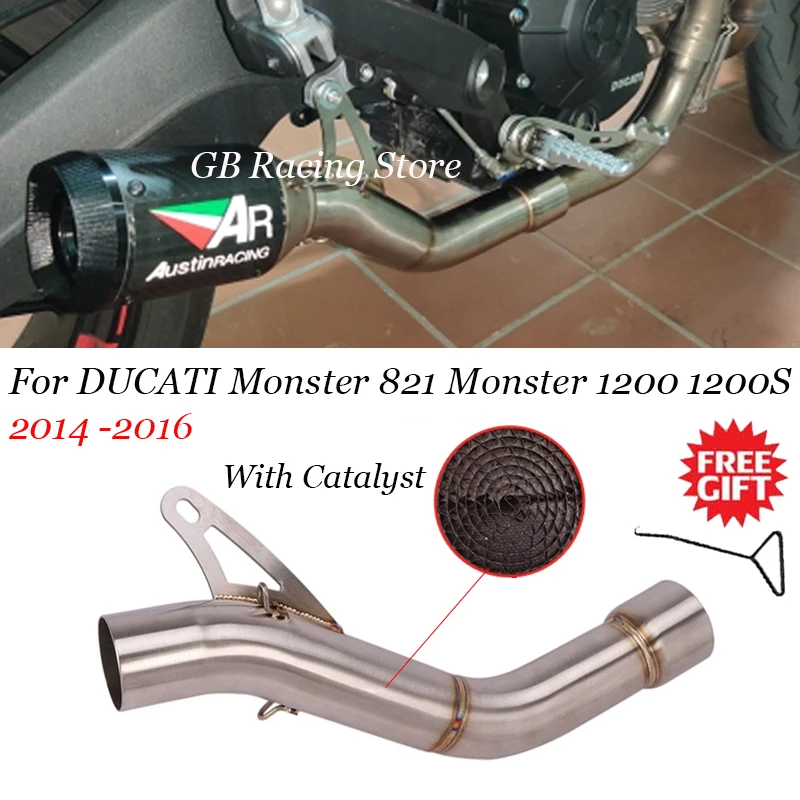 

Motorcycle Exhaust Muffler Escape Modiifed Middle Link Pipe Catalyst Slip On For DUCATI Monster 821 Monster 1200 2014 - 2018