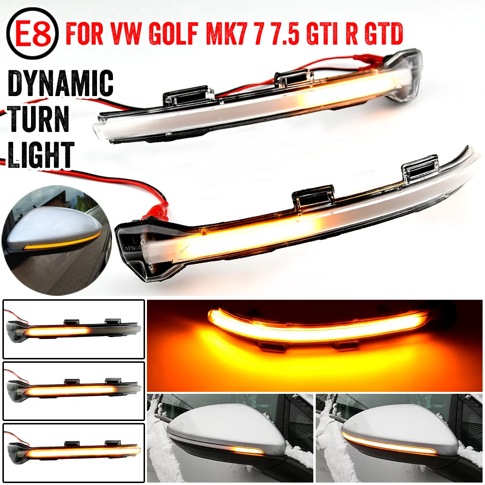 

Dynamic LED Turn Signal Crystal for VW Golf MK7.5 GTI 7 7.5 R Rline GTD MKVII Mirror Light clear 2013 2015 2018 2019 2020 arrow