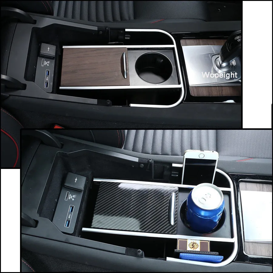 

Wooeight Car Center Storage Box Phone Holder Glove Armrest Box Water Cup Storage Tray Fit for Land Rover Discovery Sport 2020