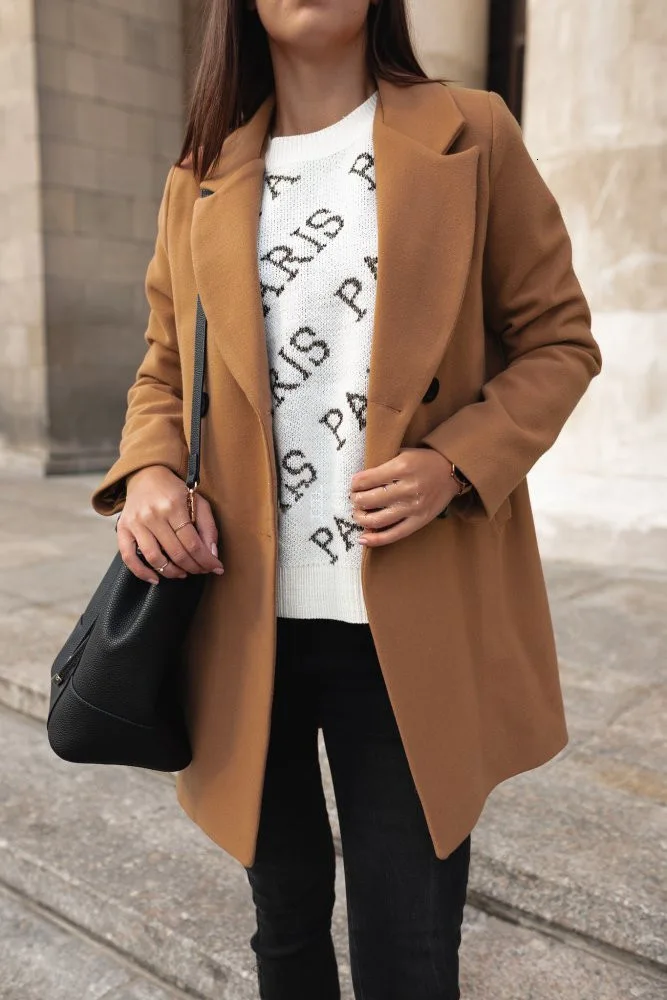 Новый сплошной цвет с длинным рукавом оба ряда пуговиц костюм свинца шерстяное