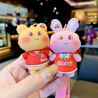 newly arrived cute rabbit doll keychain for woman bag car key chains gift creative personality pair of simple kawaii ornaments