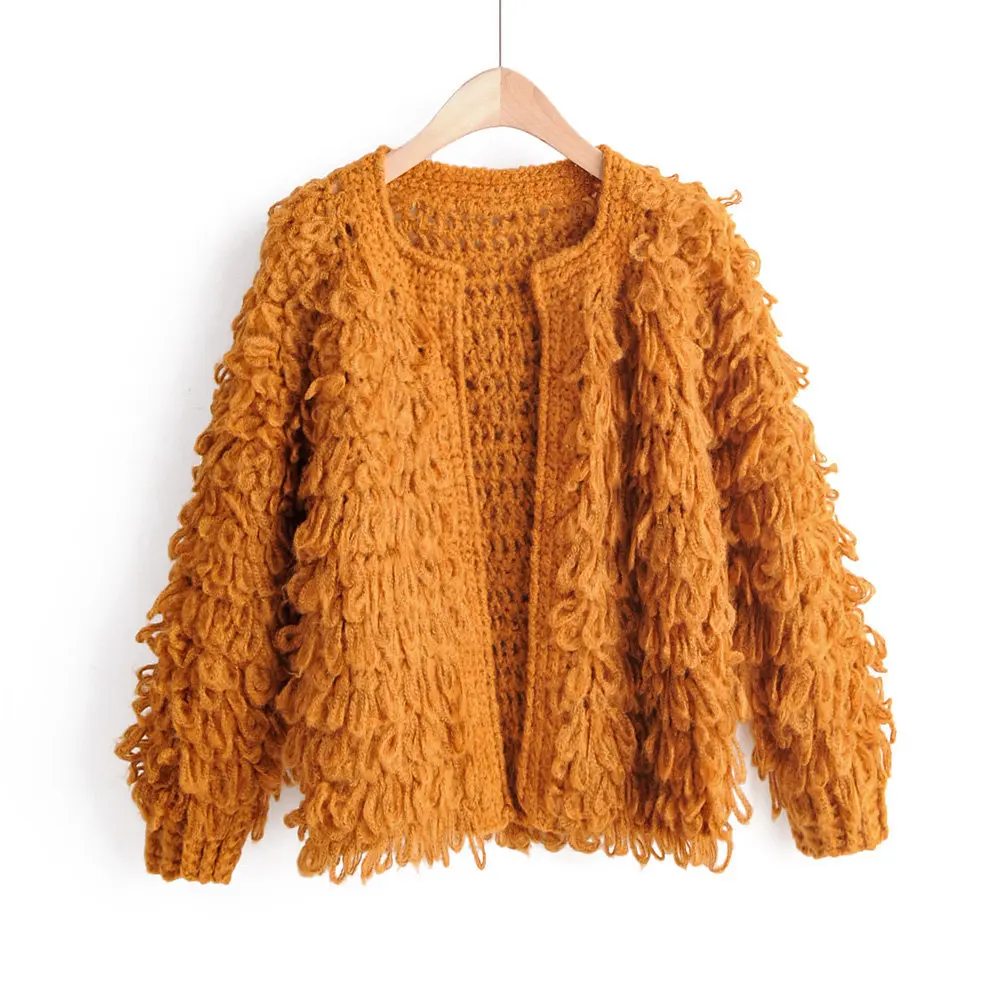 2019 осенние однотонные вязаные кардиганы с кисточками женские винтажные свитера