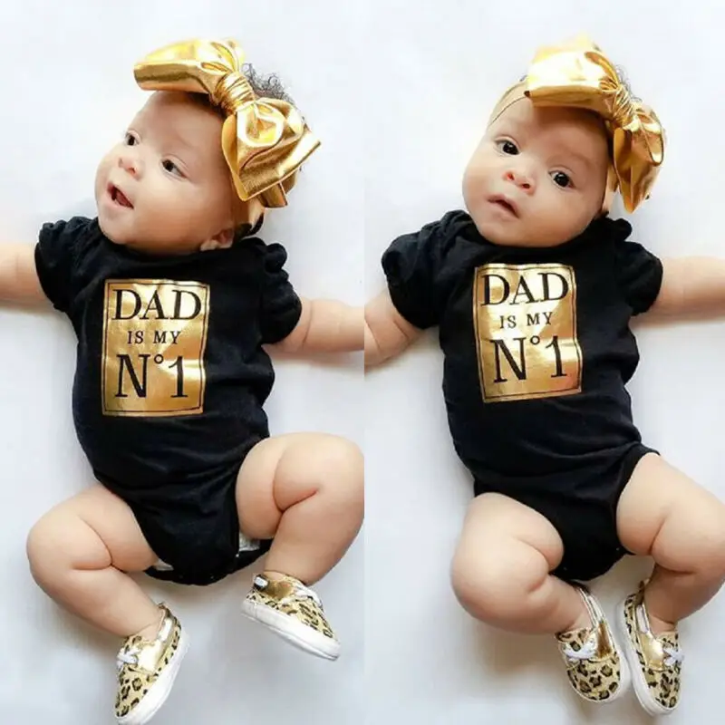 Летний комбинезон для новорожденных мальчиков и девочек Dady is My NO 1 с принтом