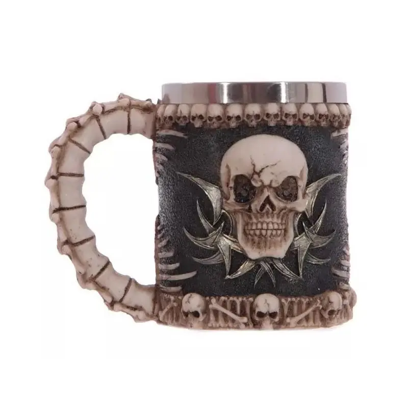Omife Creative Skull Mug Game Of Thrones 3D Beer Cups Viking Anime Wine Tumbler Cartoon Coffee Cup Halloween Mugs Gift Drinkware - Цвет: skeleton