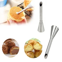 walfos 2 pieces puff nozzle tip puff cake stainless steel cake cupcake puff injection tool pipe tip puff syringe